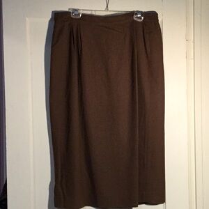 Valerie Stevens pure wool brown skirt. Back slit.